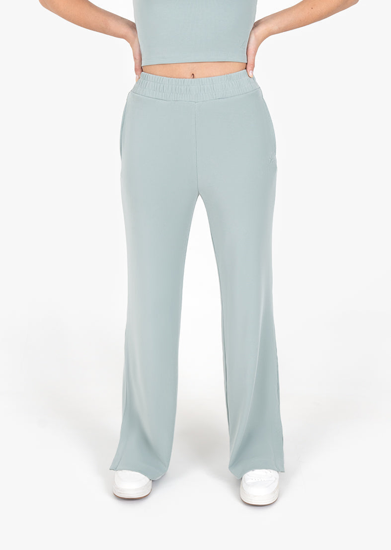 Cloudsoft Rib Lounge Palazzo Pant Sage