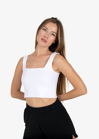 L'COUTURE Elevate Ribbed Square Tank White
