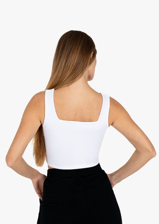 L'COUTURE Elevate Ribbed Square Tank White