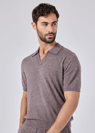 Men's Polo Top Taupe Marl