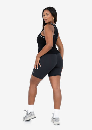 LC Contrast Rib Tank Black