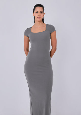 Effortless Short Sleeve Dress Pebble Grey