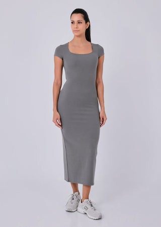 Effortless Short Sleeve Dress Pebble Grey