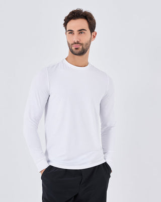 Mens Hybrid Active Long Sleeve Top White