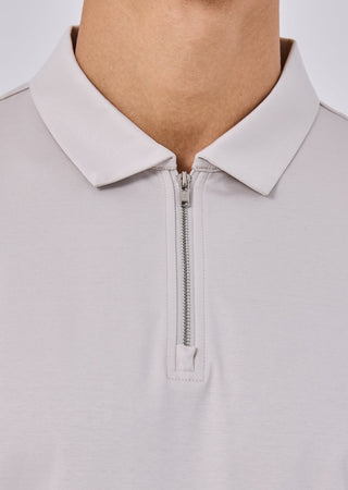 Mens Mercerised Half Zip Polo Stone