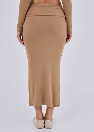 Women's Fold Waist Skirt Camel