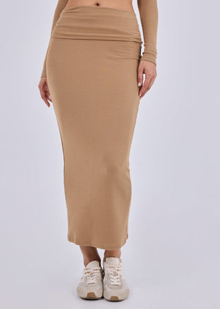 Women's Fold Waist Skirt Camel
