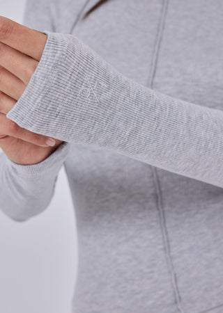 Women's Slash Neck Top Grey Marl