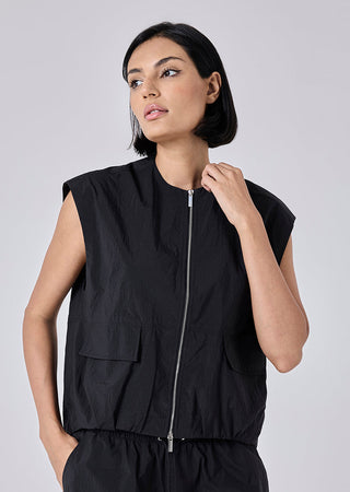 Women's Sleeveless Bomber Jacket Black