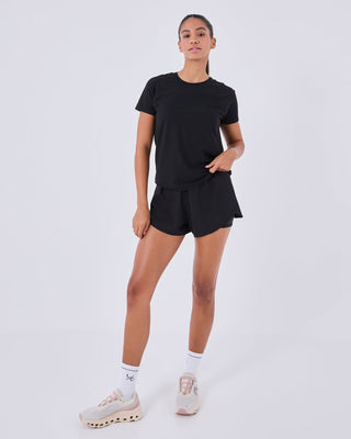 Womens Run Cap Sleeve Top Black