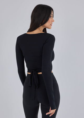 Women’s Aloe Wrap Top Black