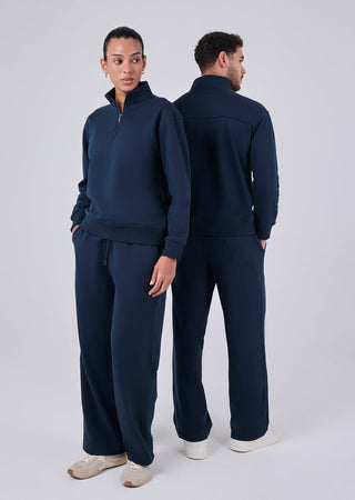 Unisex Oversized 1/2 Zip Sweater Navy Pewter