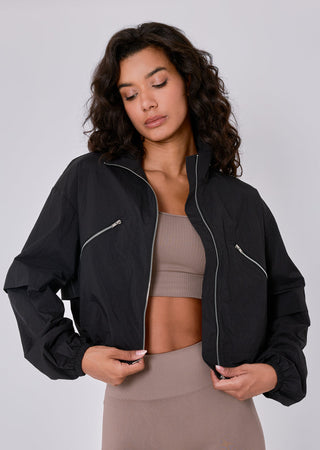 Womens Ripstop Zip Through Jacket Black